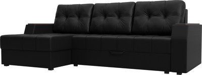Диван угловой Лига Диванов Эмир БС левый (экокожа черный)