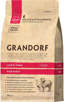 Сухой корм для кошек Grandorf Indoor Lamb&Turkey (400г)