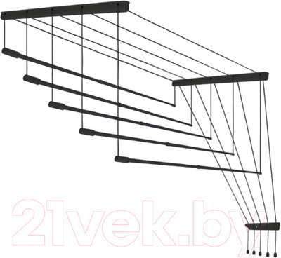 Сушилка для белья Comfort Alumin Group Потолочная 5 прутьев Black Style Telescop 120-200см (алюминий)