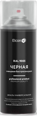 Эмаль Elcon Универсальная акриловая RAL 9005 глянцевый (520мл, черный)