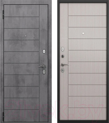 Входная дверь Mastino H1 Home Eco PP 96x205 (левая, черный муар металлик/бетон темный/бьянко ларче)