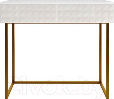 Консольный столик Shtabe Simple 7011 эко (травертин/белый/золото)
