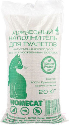 Наполнитель для туалета Homecat Древесный / 56247 (20кг)