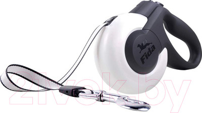 Поводок-рулетка Fida Mars лента 5м / 66257 (белый/черный)