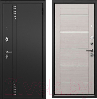 Входная дверь Mastino T2 Trust Eco MP черный муар металлик/черный муар/бьянко ларче (96x205, правая)