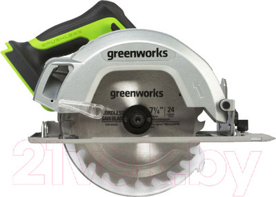 Дисковая пила Greenworks GD24CS бесщеточная 24V / 1500907 (без АКБ и ЗУ)