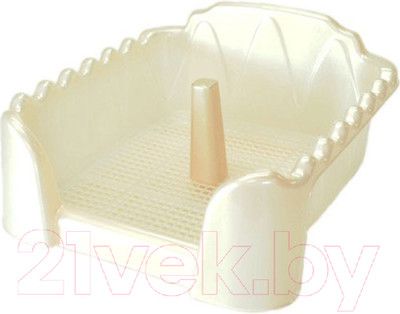 Туалет-лоток Homepet Со столбиком 70085 (53x43x19см, бежевый перламутр)