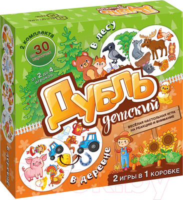Настольная игра Нескучные игры Дубль Детский 2 в 1. В деревне. В лесу / 8618