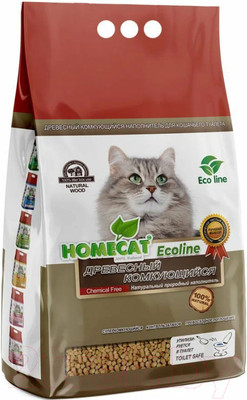 Наполнитель для туалета Homecat Ecoline Древесный / 83173 (18л/6кг)