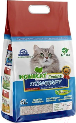 Наполнитель для туалета Homecat Ecoline Стандарт Комкующийся / 63017 (6л/3кг)