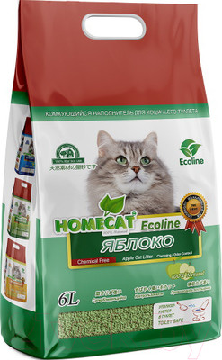 Наполнитель для туалета Homecat Ecoline Яблоко Комкующийся / 79917 (6л/2.8кг)