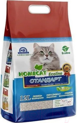 Наполнитель для туалета Homecat Ecoline Стандарт Комкующийся / 77513 (12л/5.6кг)