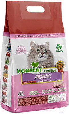Наполнитель для туалета Homecat Ecoline Лотос Комкующийся / 80842 (6л/2.8кг)