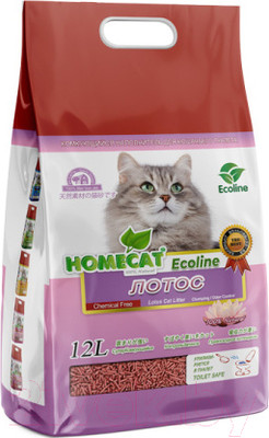 Наполнитель для туалета Homecat Ecoline Лотос Комкующийся / 80843 (12л/5.6кг)
