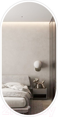 Зеркало Emze 50x100 / LED.UV.50.100.BEL (белый с УФ-окантовкой и подсветкой)