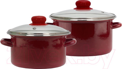 Набор кастрюль Эмаль Вишневый сорбет 9С-202