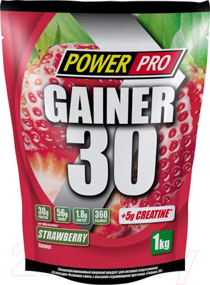Гейнер POWER PRO Gainer 30 PP982130 (1кг, клубника)