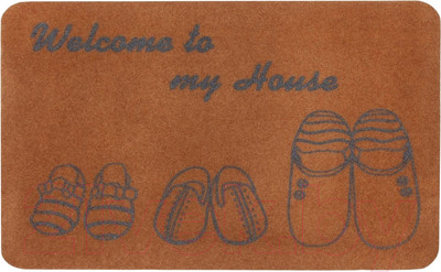 Коврик грязезащитный ComeForte Велюр Тапочки (50x80, бежевый)