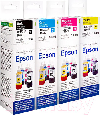 Комплект контейнеров с чернилами Revcol Для Epson серия L 4 цвета Dye / 128966 (100мл)