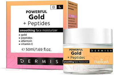 Крем для лица Farmona Разглаживающий увлажняющий с золотом и пептидами (50мл)