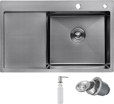 Мойка кухонная AKS Прямоугольная 78x49 правая (графит)