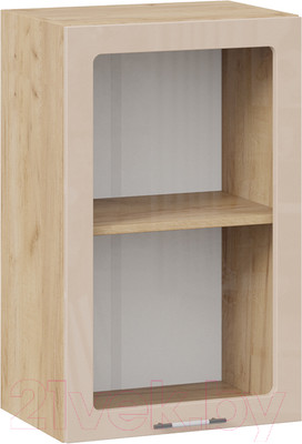 Шкаф навесной для кухни ТриЯ Весна 1В45С (дуб крафт золотой/кофе с молоком)