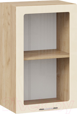 Шкаф навесной для кухни ТриЯ Весна 1В45С (дуб крафт золотой/ваниль глянец)