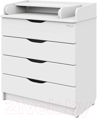 Комод пеленальный Pituso Сириус-2 Wood 804 ПВХ (с шариковыми направляющими, белый аляска)