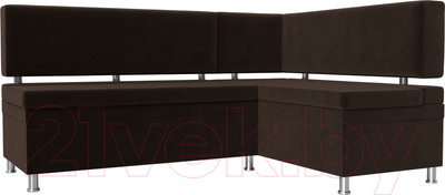 Уголок кухонный мягкий Лига Диванов Стайл правый / 114522 (микровельвет коричневый)