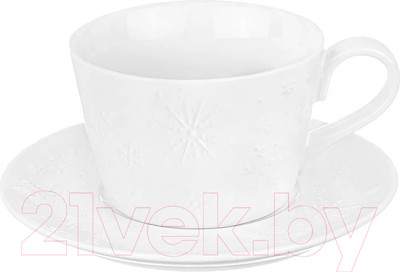 Чашка с блюдцем Elan Gallery Снежинки / 540551