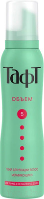 Пенка для укладки волос Тафт Объем мегафиксация (150мл)