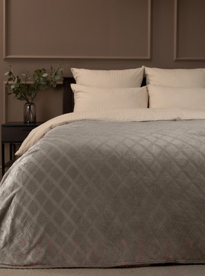 Плед TexRepublic Elite Клетка Фланель Евро / 93383 (бежевый)