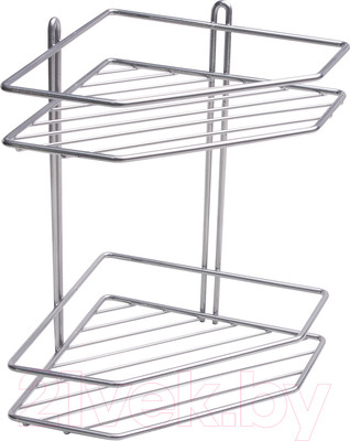 Полка для ванной AKS Classic угловая 2-ярусная (серебристый)