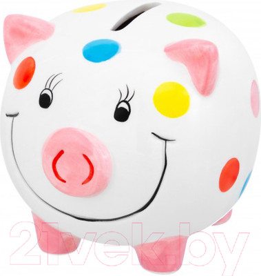 Копилка Elan Gallery Свинюшка / 350131 (белый в горошек/розовый пятачок)