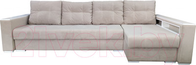 Диван угловой Bobrovmebel Влада 8.2дн(п) + правый накладки полка и пенал (микровелюр симпл 30 светло-серый)