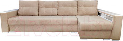 Диван угловой Bobrovmebel Влада 8.2дн(п) + правый накладки полка и пенал (микровелюр симпл 42 бежевый)