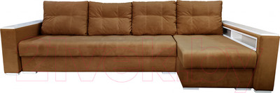 Диван угловой Bobrovmebel Влада 8.2дн(п) + правый накладки полка и пенал (микровелюр симпл 45 коричневый)