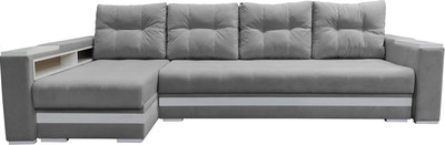 Диван угловой Bobrovmebel Влада 8.2тнц(п) + левый ТНЦ + полка и пенал (микровелюр симпл 30 светло-серый)