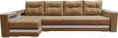 Диван угловой Bobrovmebel Влада 8.2тнц(п) + левый ТНЦ + полка и пенал (микровелюр симпл 42 бежевый)