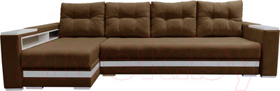 Диван угловой Bobrovmebel Влада 8.2тнц(п) + левый ТНЦ + полка и пенал (микровелюр симпл 45 коричневый)
