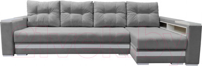 Диван угловой Bobrovmebel Влада 8.2тнц(п) + правый ТНЦ + полка и пенал (микровелюр симпл 30 светло-серый)