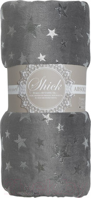 Плед TexRepublic Shick Звезды лазер Евро / 93437 (серебристый/серый)