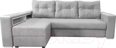Диван Bobrovmebel Влада 8/2п с пуфом слева (микровелюр симпл 30 светло-серый)