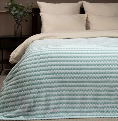 Плед TexRepublic Absolute Зигзаг двухцветный Flannel 200x220 / 92577 (бирюзовый)