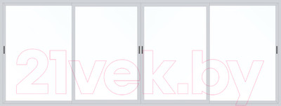 Балконная рама Provedal Раздвижная деленная на 4 части 4 створки сдвижные 1 стекло (1200x2700)