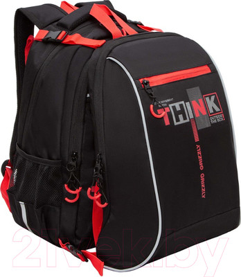 Школьный рюкзак Grizzly RB-458-1 (черный/красный)
