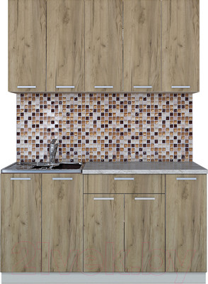 Кухонный гарнитур Интерлиния Мила Лайт 1.5 (дуб золотой/опал светлыйопал светлый)