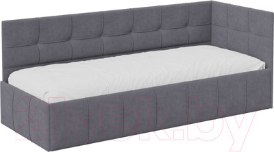 Кровать-тахта ТриЯ Грей c мягкой обивкой с ПМ 80x200 (велюр Galaxy серый)