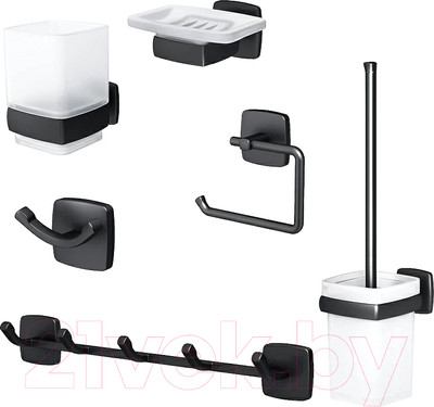 Набор аксессуаров для ванной и туалета AM.PM Gem AK90D2106B (черный)