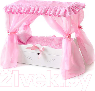 Аксессуар для куклы Leader Toys Diamond Princes Кроватка c царским балдахином / 71219 (белый)